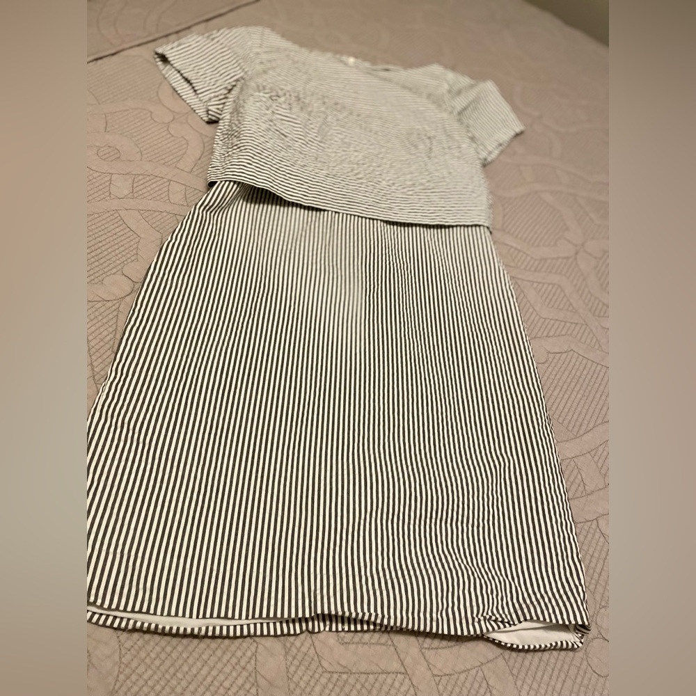 Banana Republic Black and White Striped Midi Dress